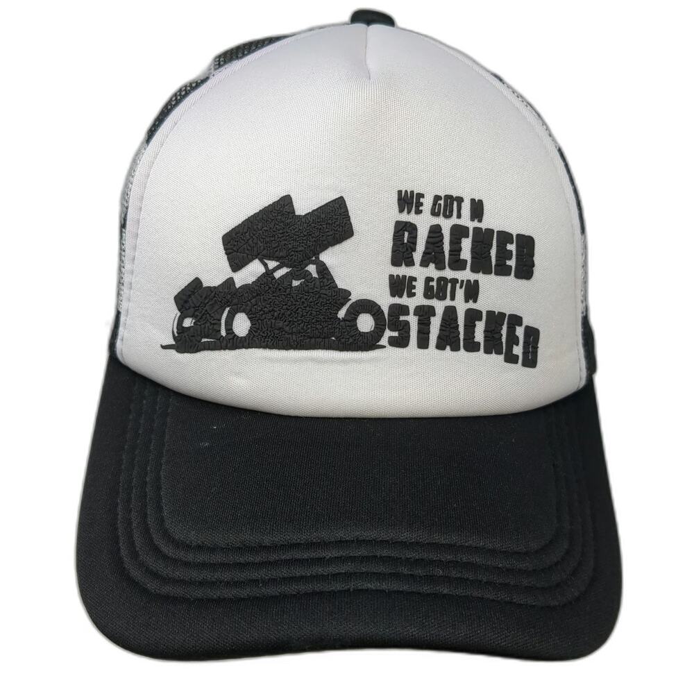 Hobby Lobby Trucker Hat White Black One Size Sprint Car Racing Checkered Pattern